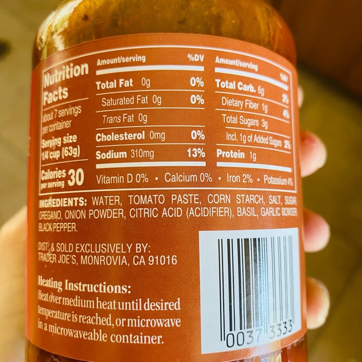 photo of Trader Joe's Pizza Sauce, Fat Free shared by @beckyyy on  27 Oct 2022 - review