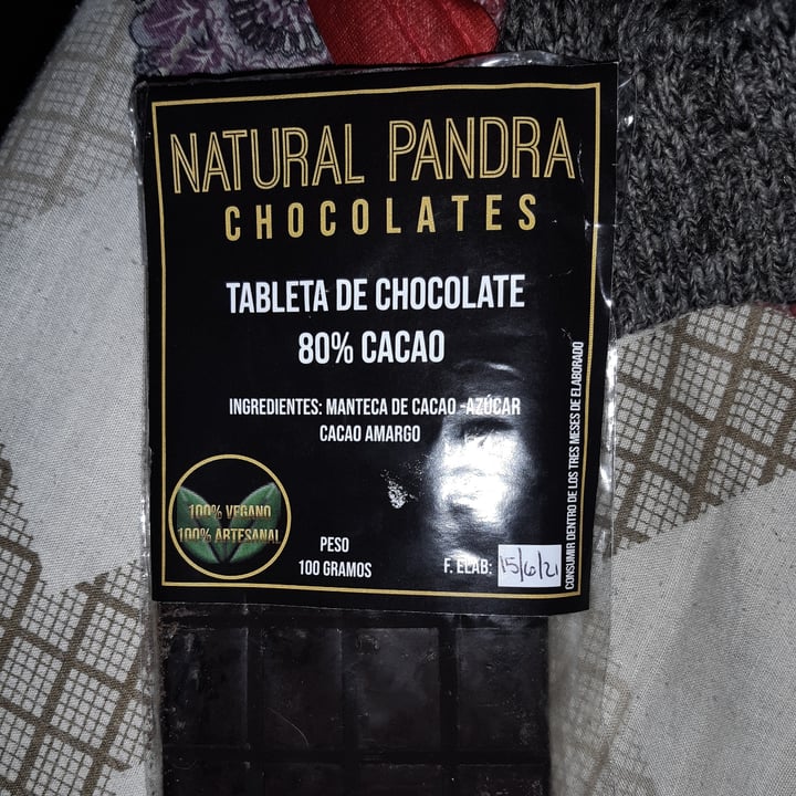 photo of Natural pandra Tableta De Chocolate 80% Cacao shared by @nanubostera on  13 Jul 2021 - review