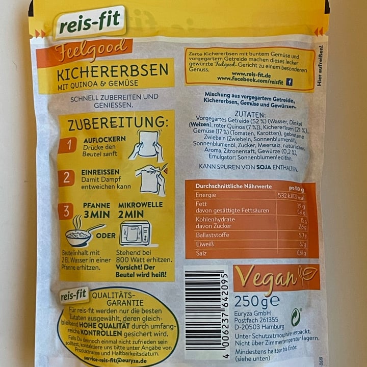 photo of reis-fit Feelgood Kichererbsen mit Quinoa und Gemüse shared by @julyn on  13 May 2021 - review