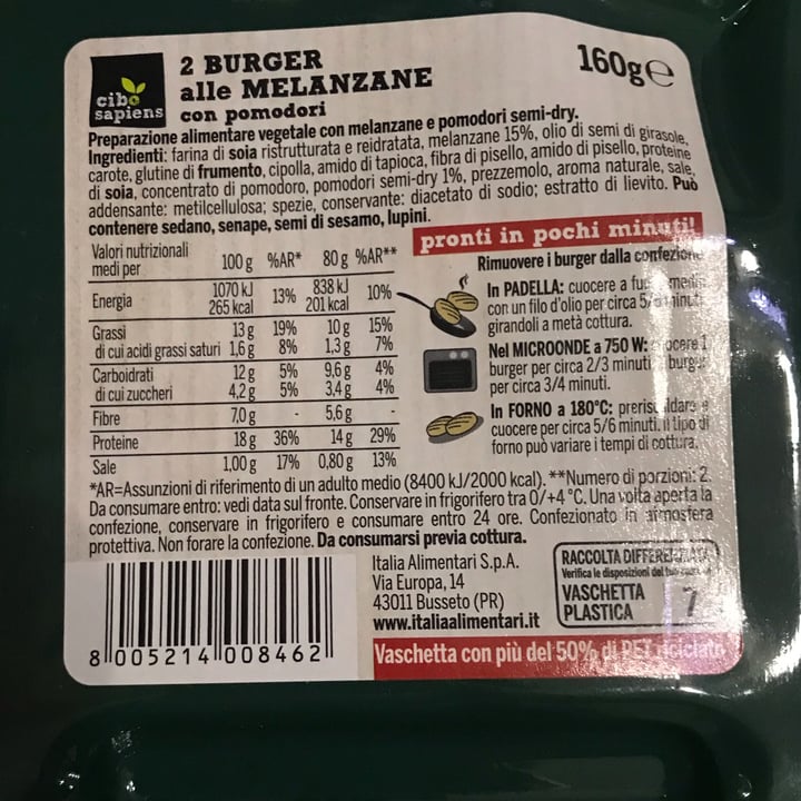 review photo of Cibo Sapiens burger alle melanzane shared by @martinacane11 on 25 Oct 2021 - review