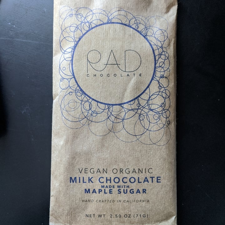 review photo of Rad chocolate Vegan Organic Milk Chocolate made with maple sugar shared by @boaz on 06 Jul 2020 - review