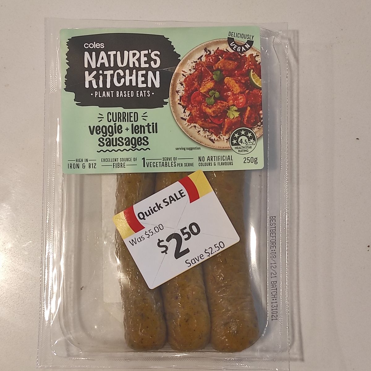 Coles Nature's Kitchen Curried Veggie And Lentil Sausages Reviews
