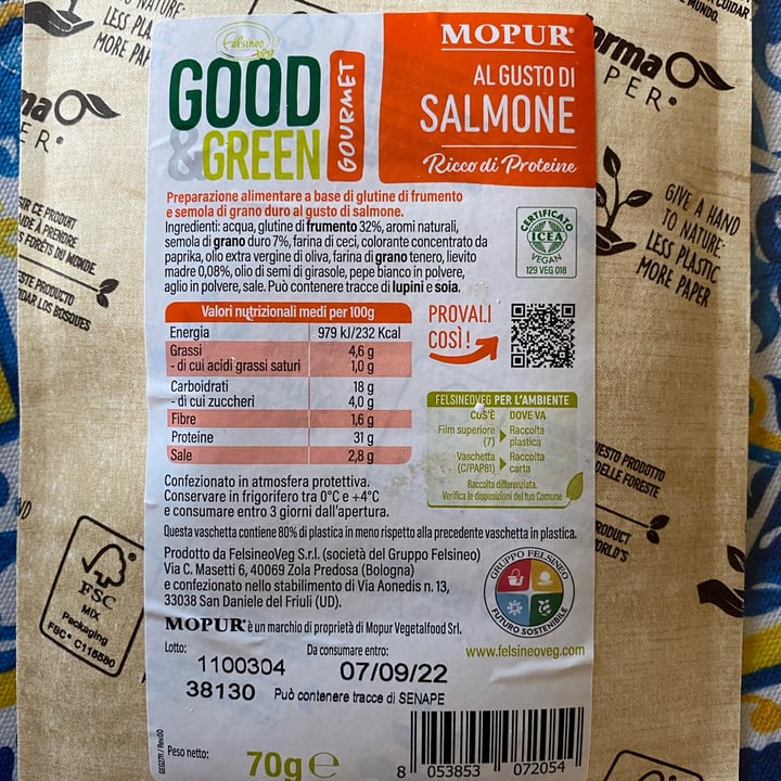 photo of Good and green Mopur al gusto di salmone shared by @paulets on  21 Aug 2022 - review