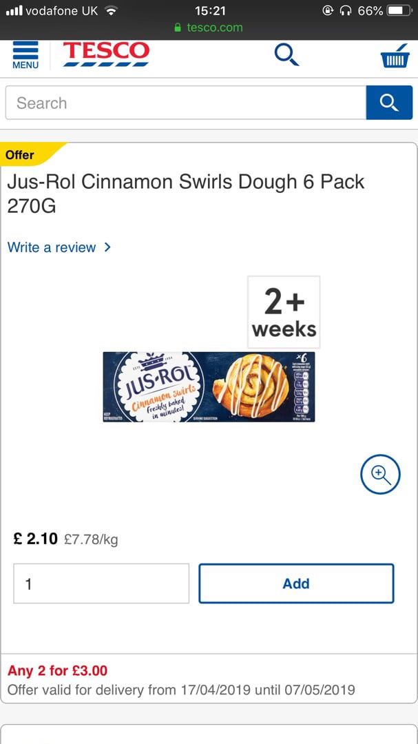 photo of Jus-Rol™ Jus rol cinnamon swirls dough shared by @farrahwebster on  17 Apr 2019 - review