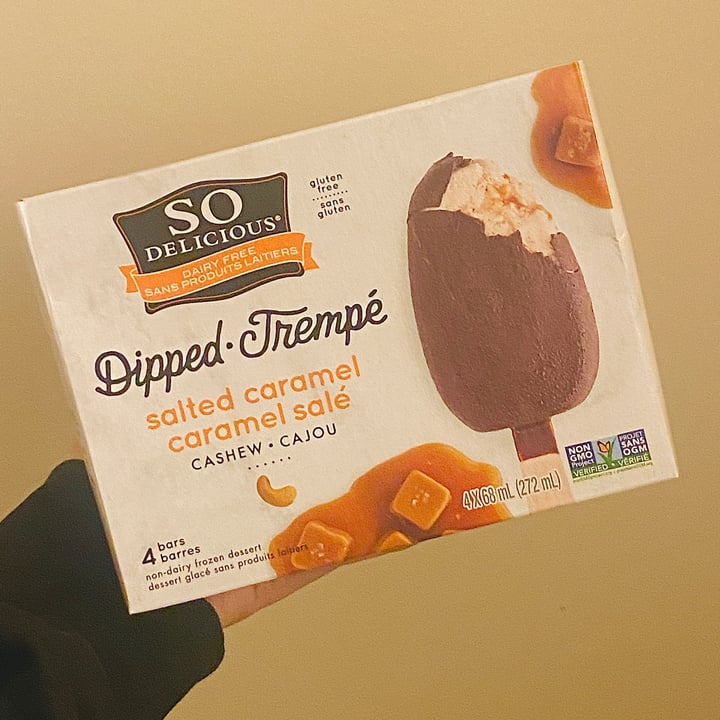 photo of So Delicious Dairy Free Dipped Salted Caramel Cashewmilk Ice Cream Bars shared by @6ixvegan on  03 Dec 2022 - review