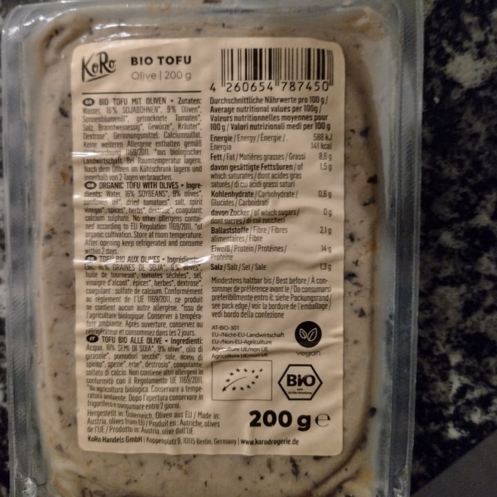 photo of Koro Bio Tofu Olive shared by @valealle on  25 Sep 2022 - review