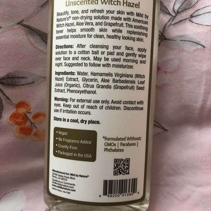 photo of Mild by Nature Unscented Witch Hazel With Aloe Vera shared by @cleameyer on  10 Jan 2020 - review
