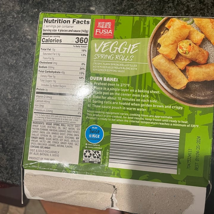 review photo of Fusia Asian inspirations veggie spring rolls shared by @lauren5151 on 18 Aug 2022 - review