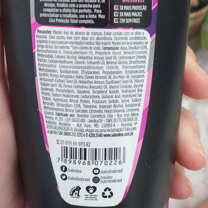 photo of Salon line Creme defrisante shared by @leticiareis on  21 Feb 2022 - review