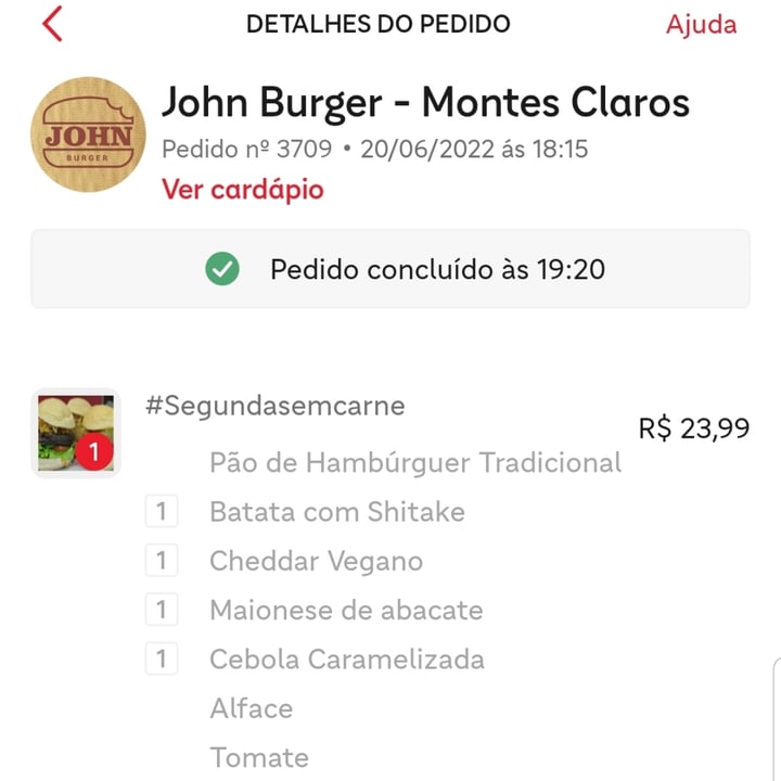 photo of John Burger #SegundaSemCarne shared by @lucianabsz on  21 Jun 2022 - review