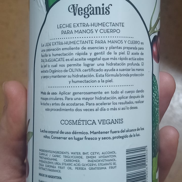 photo of Veganis LECHE EXTRA HUMECTANTE PARA MANOS Y CUERPO Con Palta y extracto Orgánico de Oliva shared by @aldyflorent on  15 Jan 2023 - review