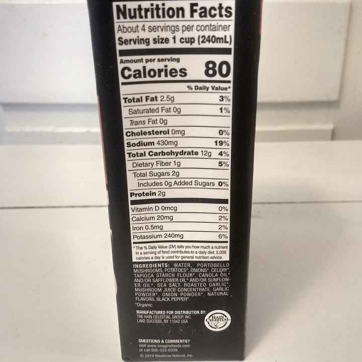 photo of Imagine Foods Creamy Portobello Mushroom Soup shared by @chrsull on  26 Jun 2021 - review