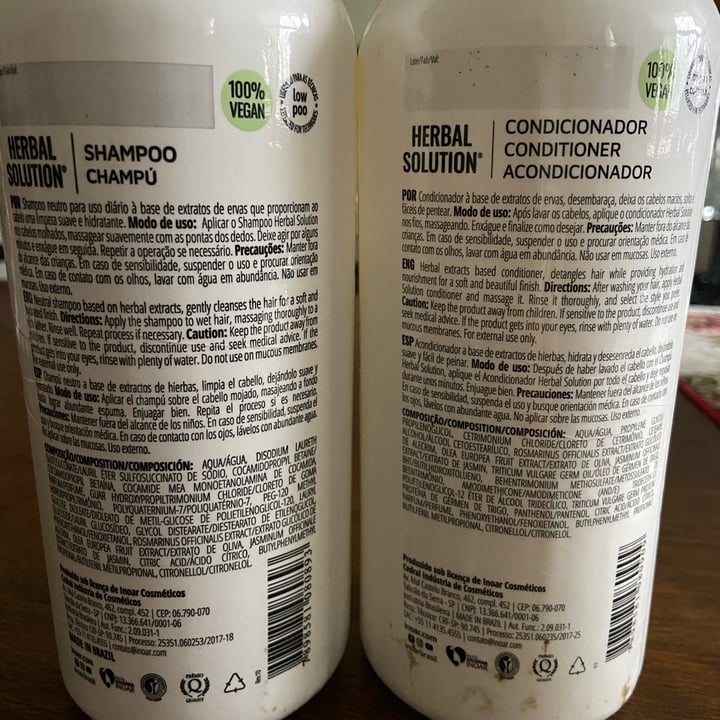 photo of Inoar herbal solution shampoo e condicionador shared by @nicolevp12 on  14 Sep 2022 - review