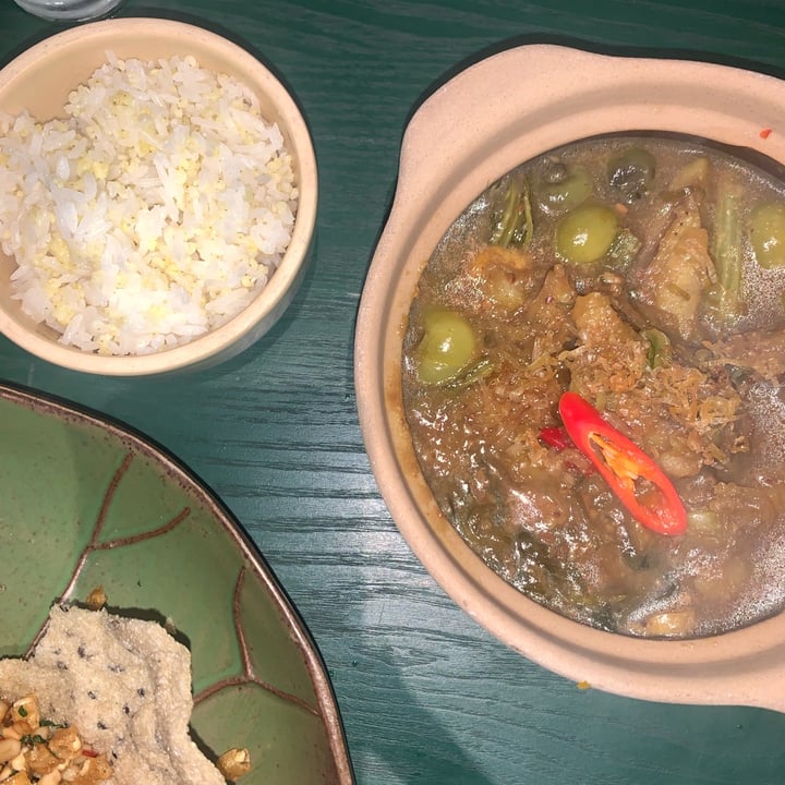 photo of Quán chay Ưu Đàm Green Bananas Braised in a Clay Pot served with An Lae Rice shared by @tiascaz on  16 Aug 2022 - review