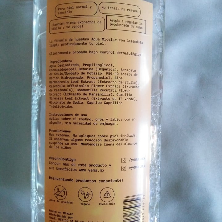 review photo of YEMA Agua micelar con caléndula shared by @esmeraldasibaj on 18 Nov 2021 - review