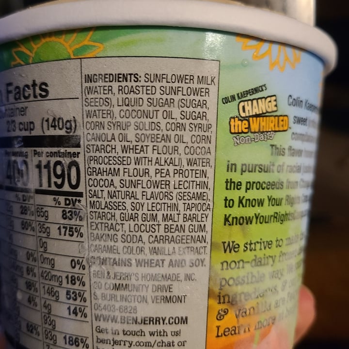 photo of Ben & Jerry's Change The Whirled Non-Dairy Frozen Dessert shared by @summerwindotis on  27 Jun 2021 - review