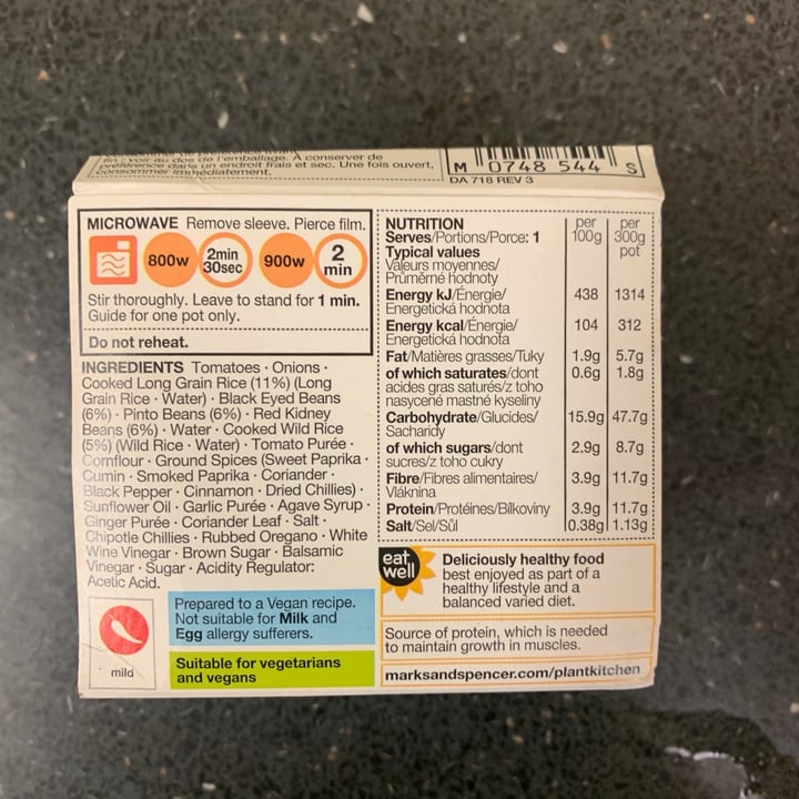 photo of Plant Kitchen (M&S) Mixed bean chipotle chilli with wild rice shared by @tattooedtilly95 on  26 Jan 2021 - review