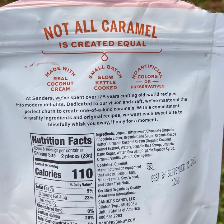 photo of Sanders Dairy Free/Vegan Dark Chocolate Sea Salt Caramels shared by @mariejane56 on  31 Jan 2022 - review