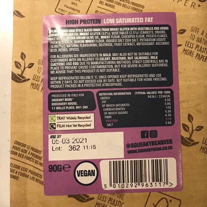 photo of Squeaky Bean Squeaky Bean Italian Deli Ham Slices shared by @coolveganbits on  31 Jan 2021 - review