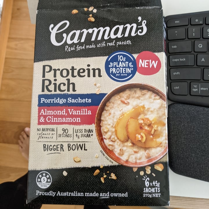 review photo of Carman's Protein Rich Almond Vanilla And Cinnamon Porridge shared by @chngshanying on 05 May 2022 - review