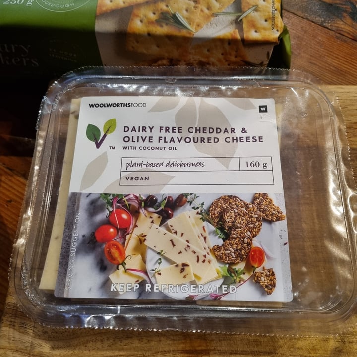 photo of Woolworths Food Dairy free cheddar and olive flavoured shared by @carmz on  02 Nov 2022 - review