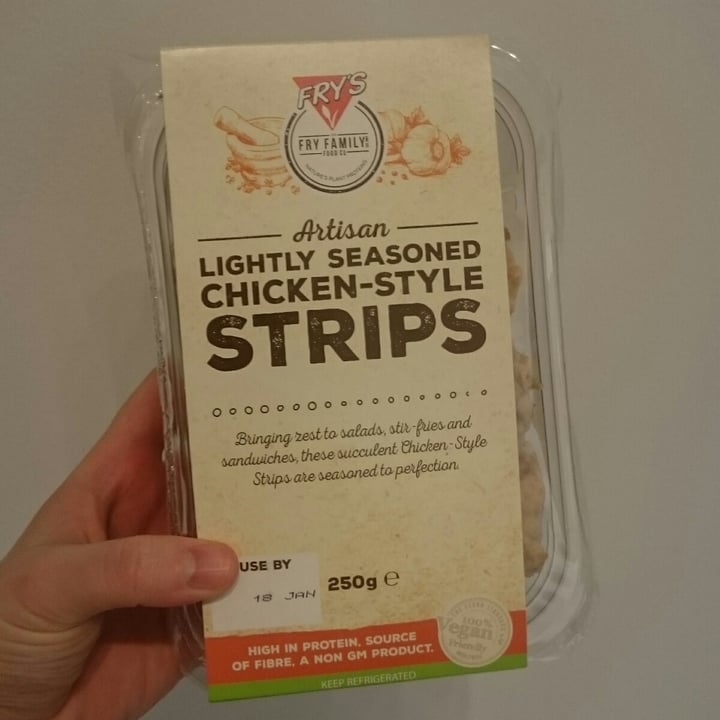 photo of Fry's Family Food Lightly Seasoned Chicken Style Strips shared by @veganshoulderpads on  25 Jan 2021 - review