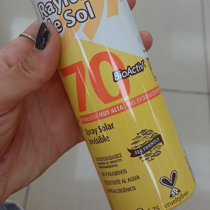 photo of Rayito de Sol Spray Solar Invisible Factor 70 BioActiv shared by @mar-antiespecista on  13 Dec 2022 - review