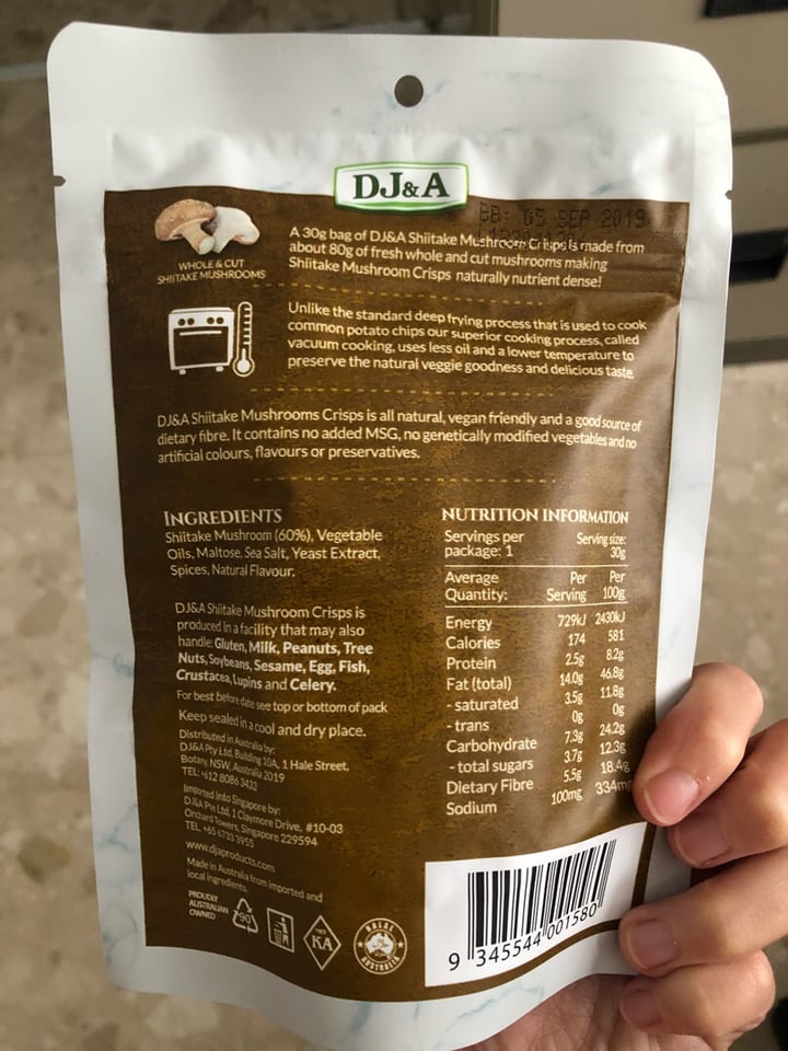 review photo of DJ&A DJ&A Shiitake Mushroom Crisps shared by @isalee on 25 Jan 2019 - review