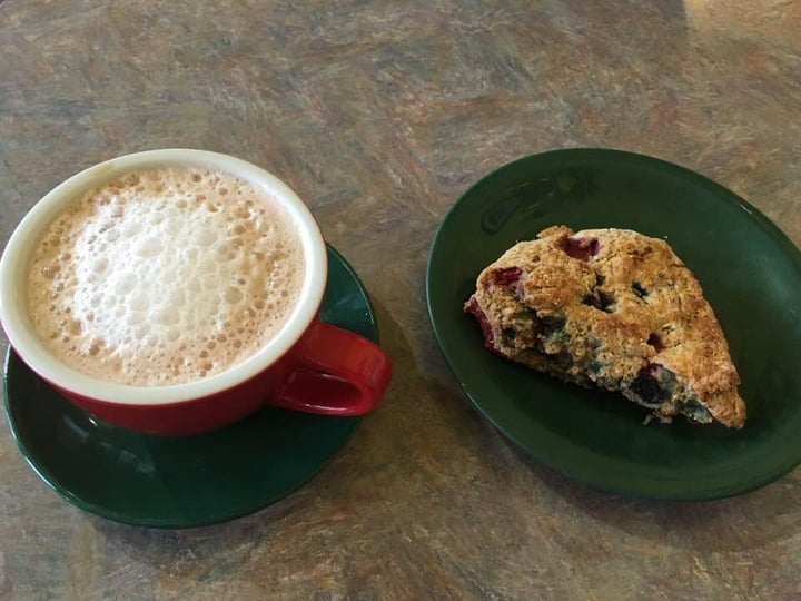 photo of Pacific Coastal Roast Vegan mixed Berry scone toasted with vegan budder shared by @veeghanjo on  05 Apr 2018 - review