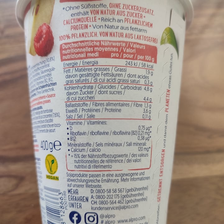 review photo of Alpro Himbeere Apfel ohne Zuckerzusatz shared by @sara90s on 27 Sep 2022 - review