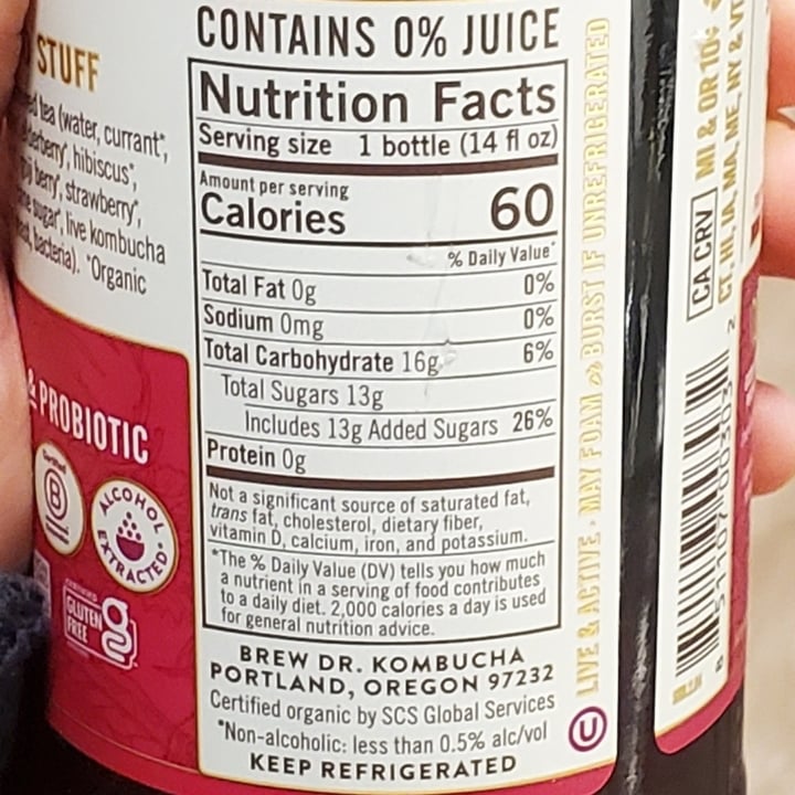 photo of Brew Dr. Kombucha Superberry shared by @brtjohns on  19 Dec 2021 - review