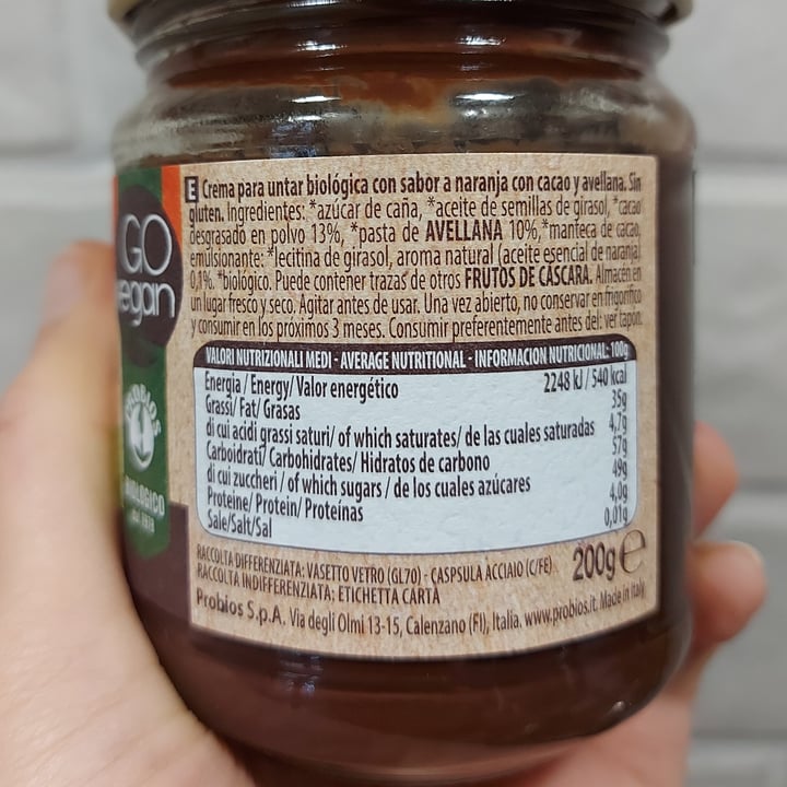 photo of Probios Vegan Cacao Arancia shared by @veraviglie on  10 May 2022 - review