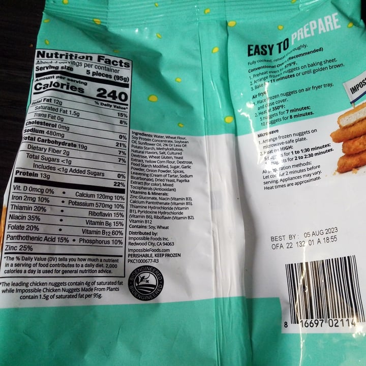 photo of Impossible Foods Chicken Nuggets shared by @colburn on  20 Nov 2022 - review