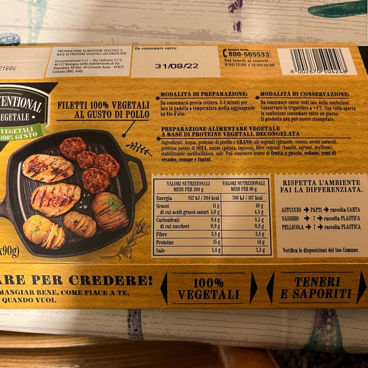 review photo of Unconventional Filetti Vegetali 0% Pollo 100% Gusto - Plant Based Fillet shared by @lostinadaydream on 03 Sep 2022 - review