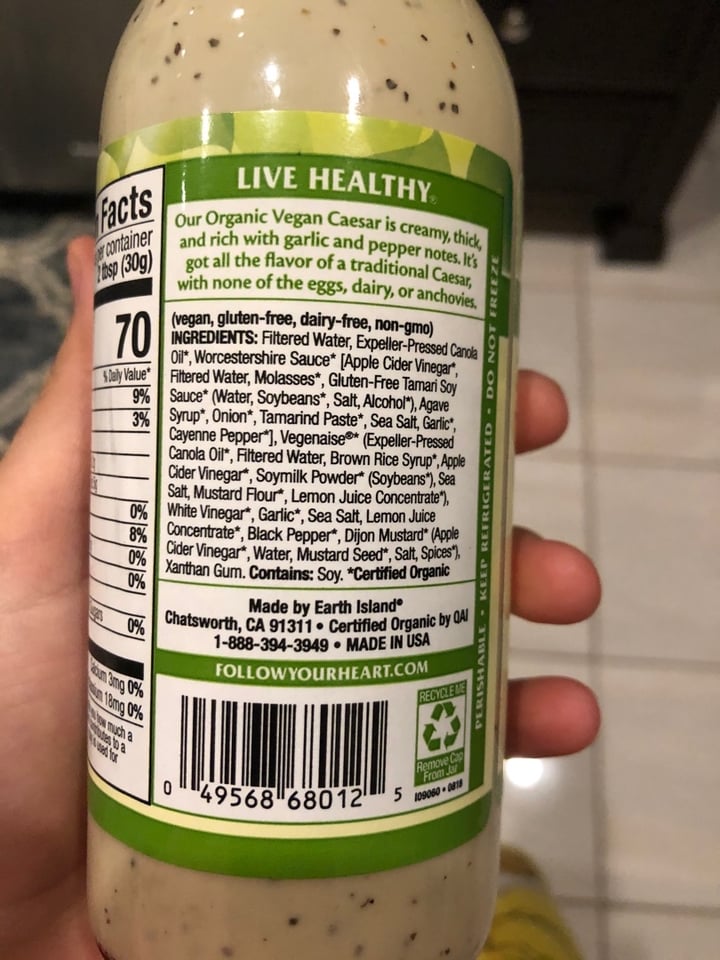 review photo of Follow Your Heart Caesar Salad Dressing shared by @dcaversaschi on 12 Jan 2020 - review