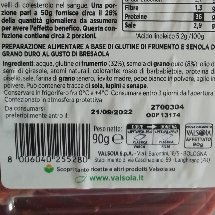 review photo of Valsoia Affettato gusto bresaola shared by @ale94toma on 23 Jul 2022 - review