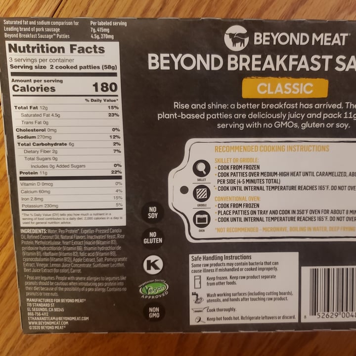 photo of Beyond Meat Beyond breakfast Sausage Classic  shared by @phunkyfrogs on  06 Jun 2020 - review