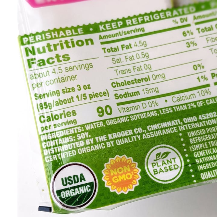 photo of Simple Truth Organic Tofu Extra Firm shared by @veggieassassin on  05 Jun 2021 - review