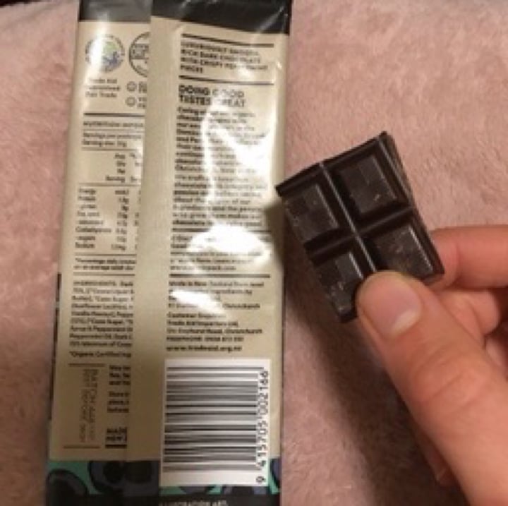 photo of Trade aid 70% Cocoa Organic Fair Trade Mint Crisp Chocolate shared by @vegkai on  16 May 2020 - review