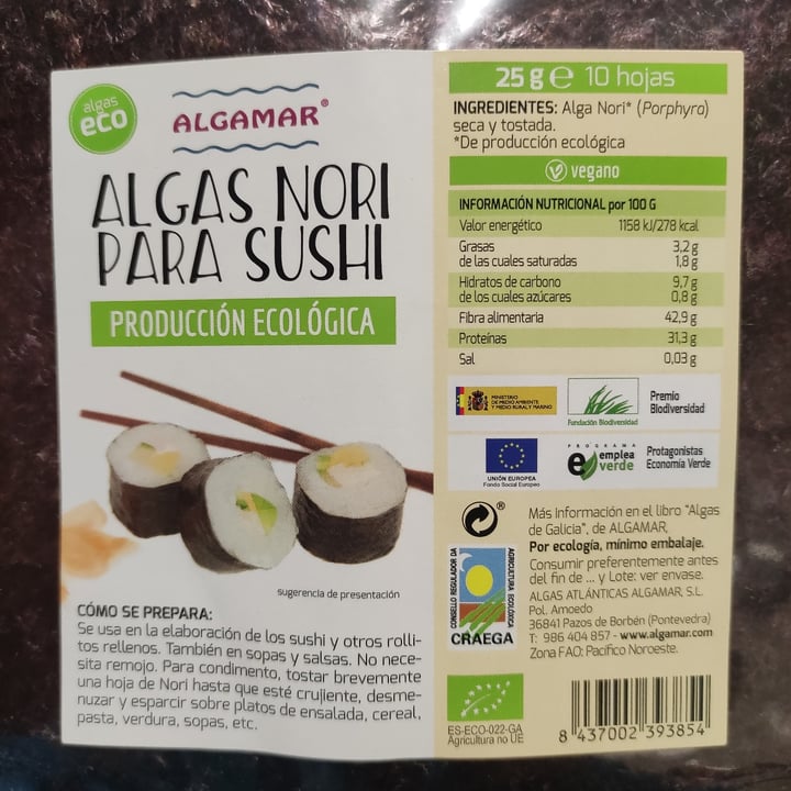 photo of Algamar Alga Nori para Sushi shared by @iruchinha on  26 Oct 2022 - review