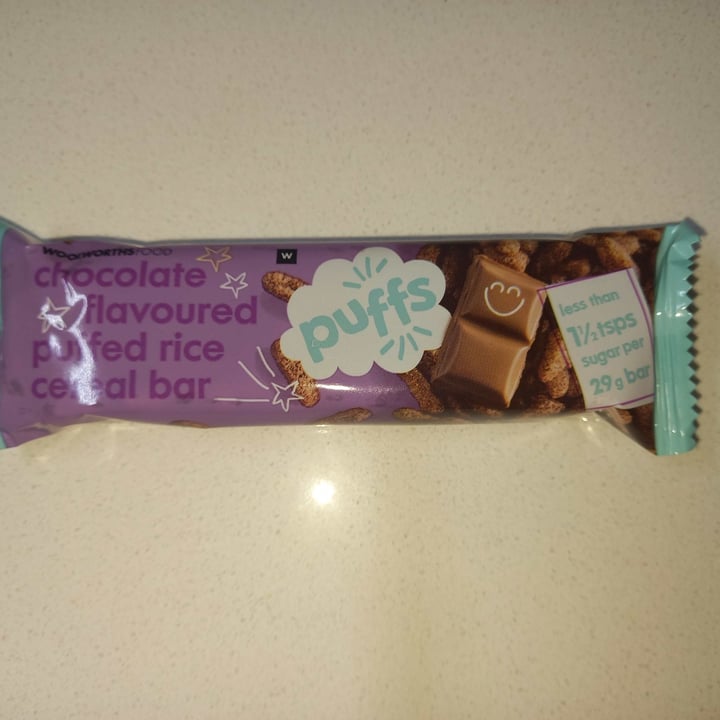 photo of Woolworths Food Chocolate Flavoured puffed rice cereal bar shared by @jordan114 on  19 May 2022 - review