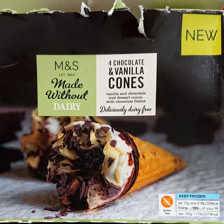 photo of Plant Kitchen (M&S) Chocolate and vanilla cones shared by @sibehou on  22 Jul 2020 - review