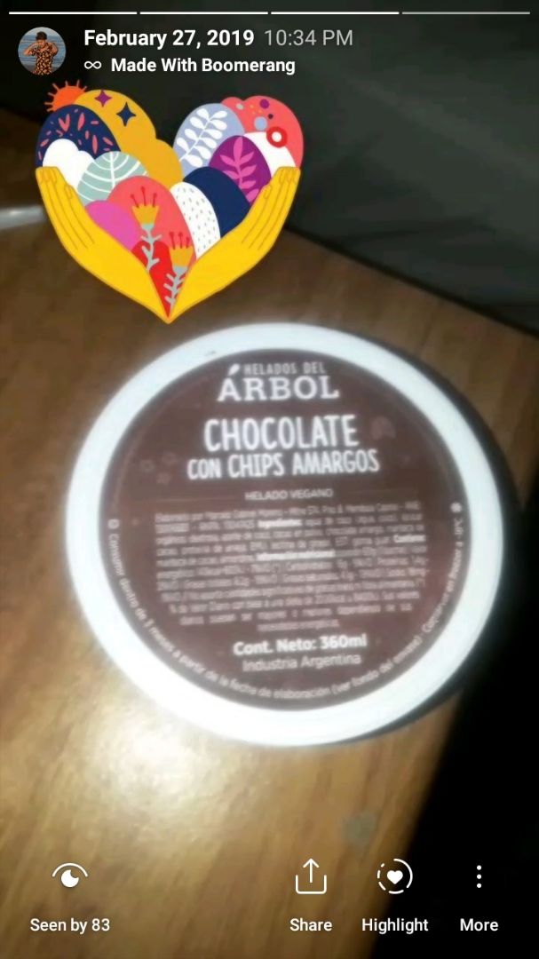 review photo of Helados del Árbol Helado sabor Chocolate con Chips Amargos shared by @bloomofethics on 29 Jan 2020 - review