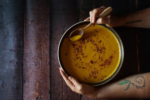 This pumpkin kaffir lime soup will warm up the coldest of days
