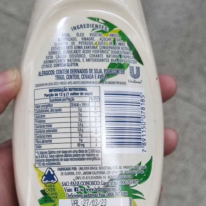 review photo of Hellmann’s Maionese Vegana shared by @danieladadalt on 25 Jul 2022 - review