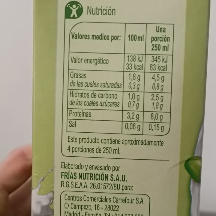 photo of Carrefour Sensation Bebida de soja 0% azúcares shared by @lauratorrico on  13 Dec 2022 - review