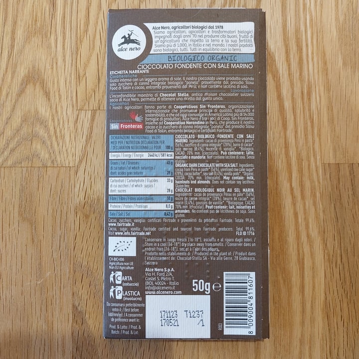 review photo of Alce Nero Cioccolato fondente al sale Marino shared by @marcocarletti on 22 Jul 2022 - review