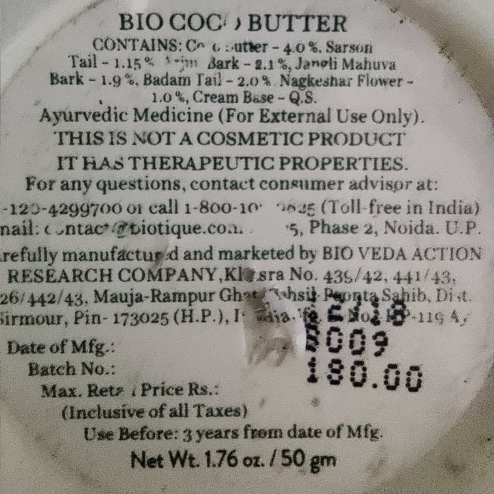 review photo of Biotique Bio Cocobutter shared by @vedz123 on 14 Apr 2021 - review