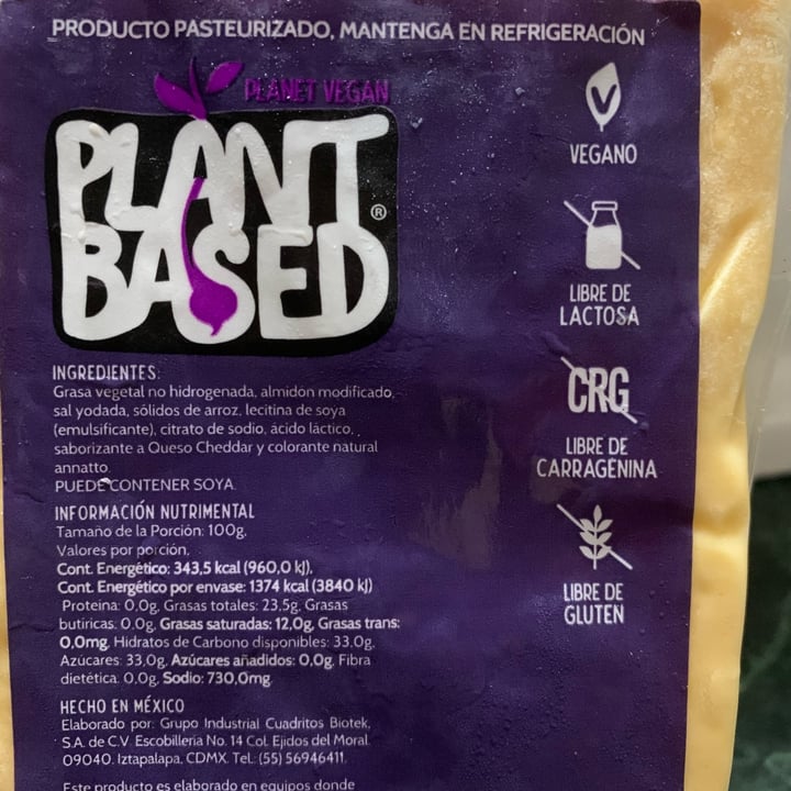 photo of Planet Vegan Plant Based Imitación Queso Cheddar shared by @noisprere on  25 Oct 2021 - review