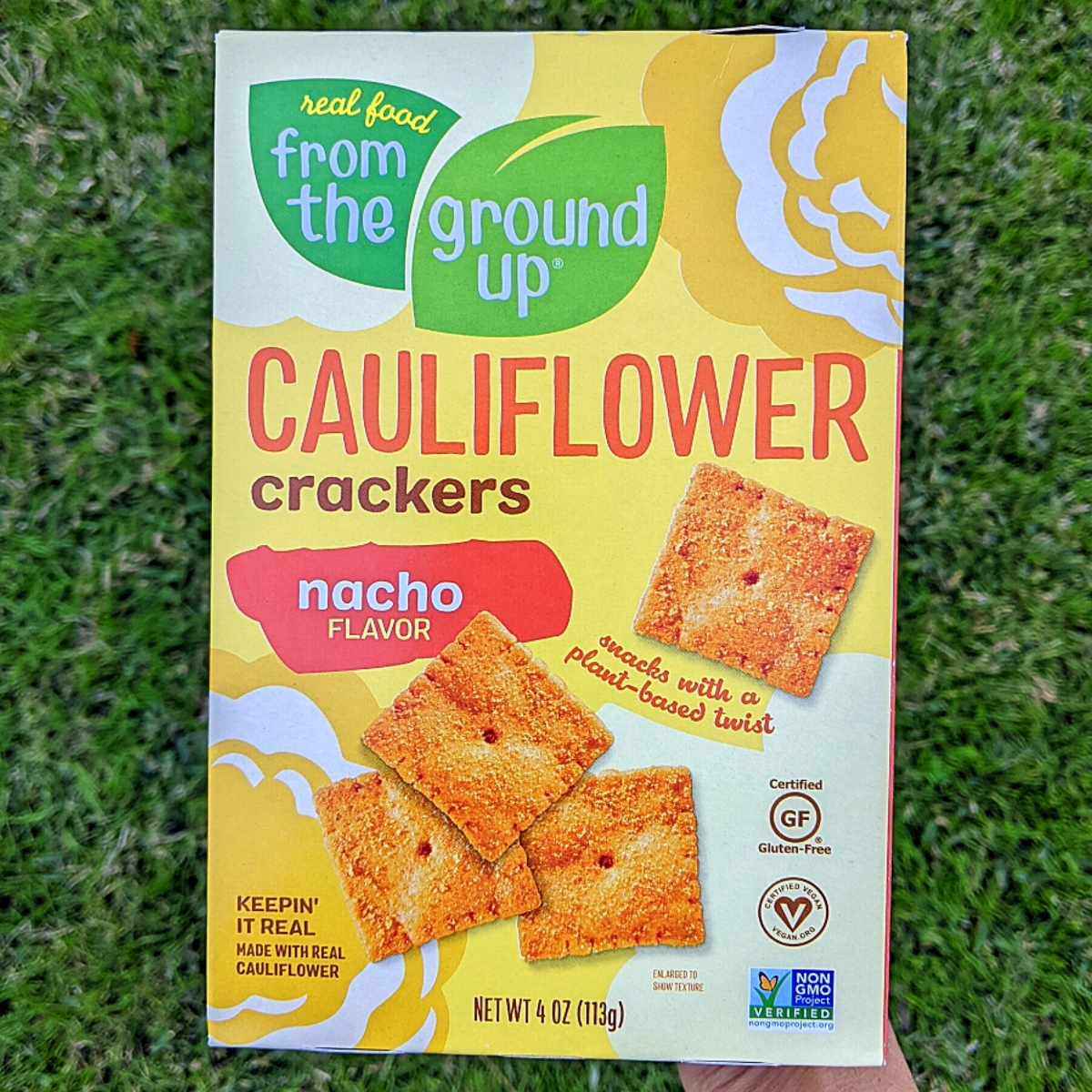 Real Food From The Ground Up Cauliflower Crackers Nacho Flavor Reviews